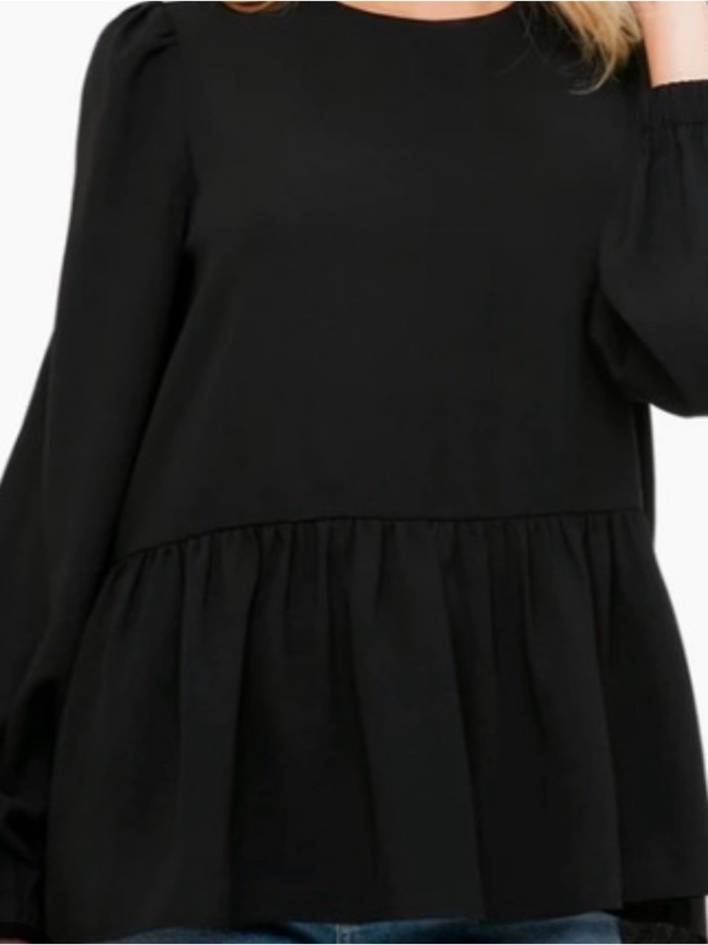 Pomander Place Carlota Peplum black top blouse shirt,large,minimalist,office